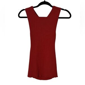 ** Zara Rich Brick Red Ribbed Tank Top Open Back